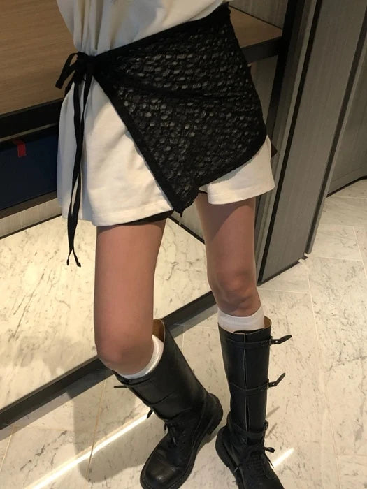 Lace fleece wrap skirt