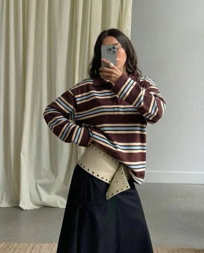 Gestreepte polo met lange mouwen