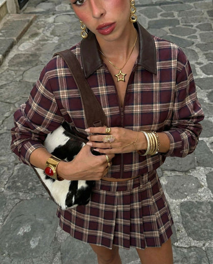 Geruite rok en jasje